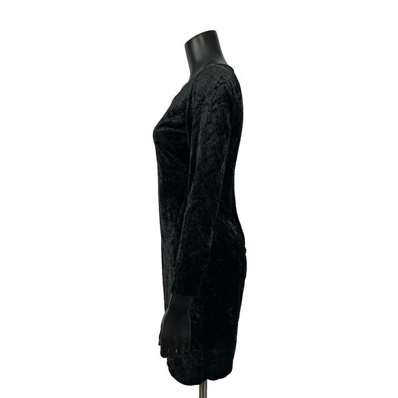 Petite Jazz Long‎ Sleeve Velvet Bodycon Dress Black Women's Size 8 Vintage 90s - Picture 3 of 7